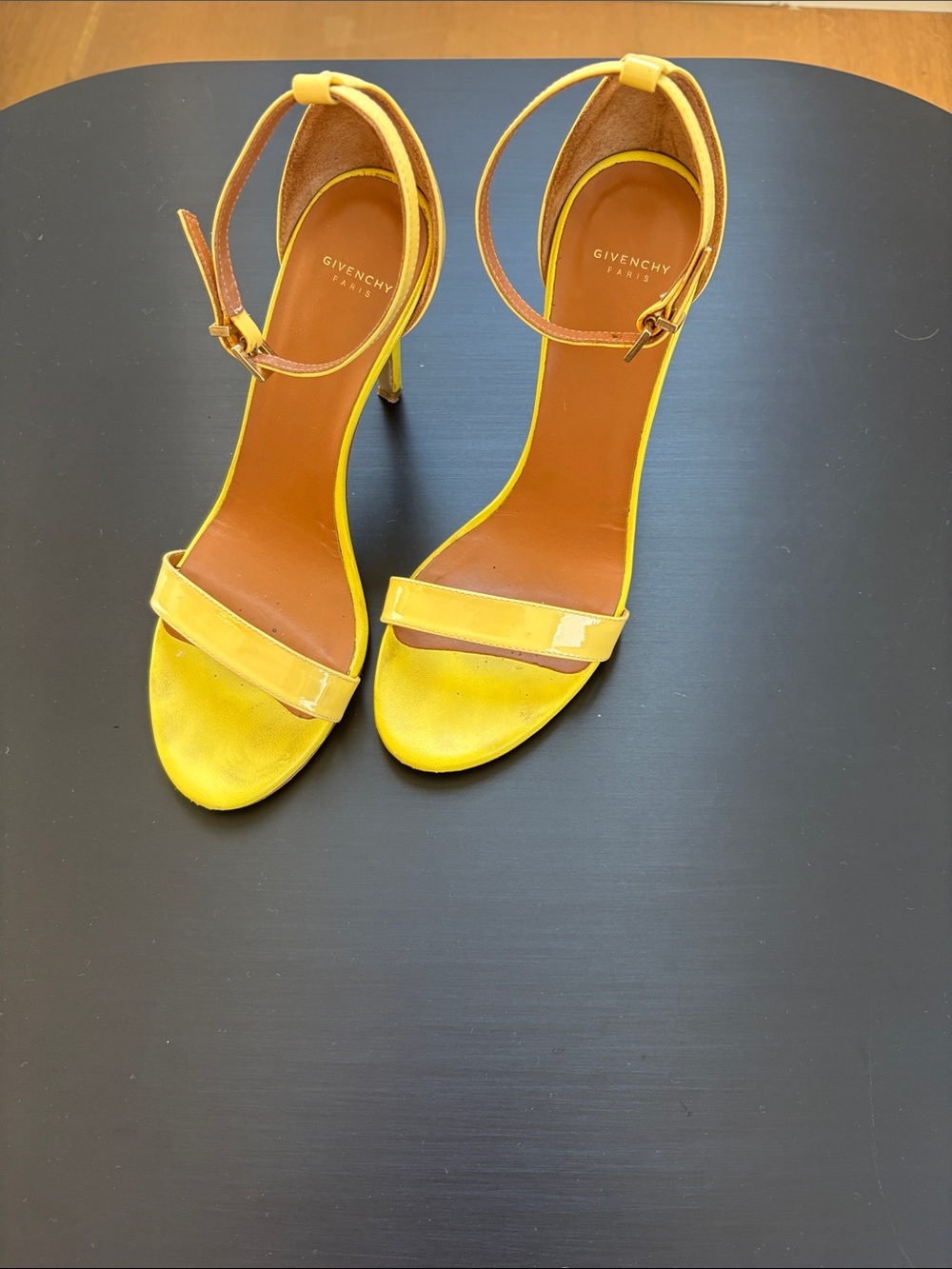 Givenchy Yellow Patent Leather Ankle-Strap Heels